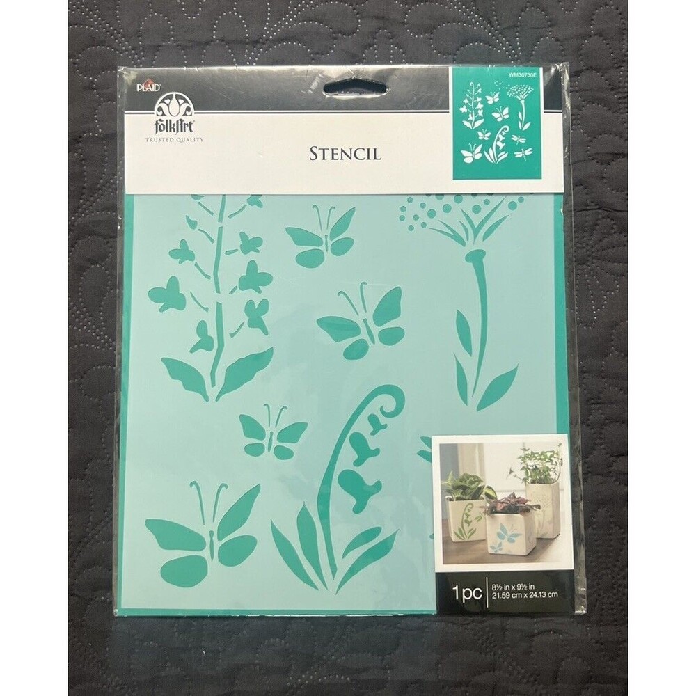 FolkArt Wildflowers and Butterflies Reusable 1 pc Stencils 8 1/2 in x 9 1/2 in